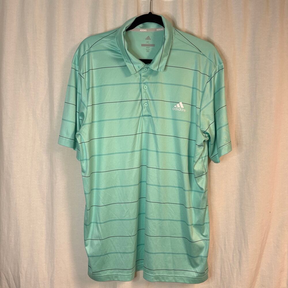 adidas Golf Aqua Striped Performance Polo Shirt Men's XL Climacool